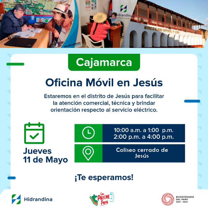 Oficina Móvil de Hidrandina en Jesús