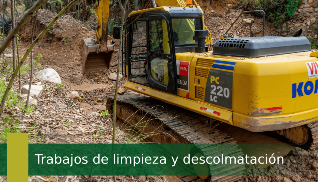 Trabajos de limpieza y descolmatación en la quebrada Andanen